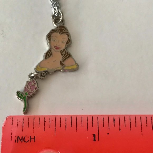Vintage Disney Beauty & The Beast Princess Belle Necklace Charm Disneyana Rose - Picture 10 of 11